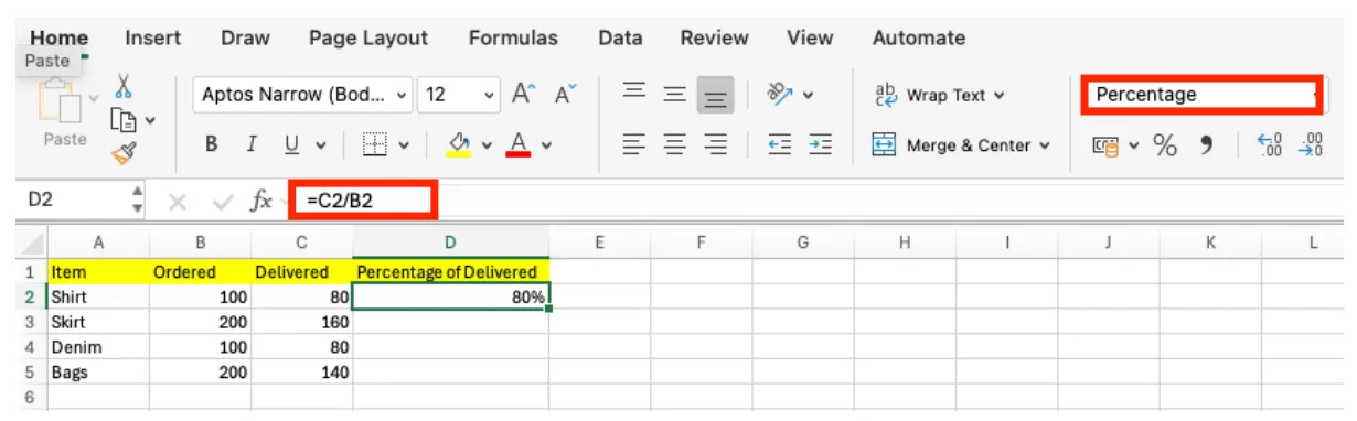 calculate percentage excel ko 01