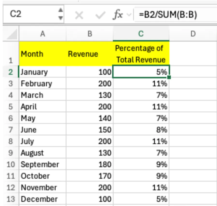 calculate percentage excel ko 04