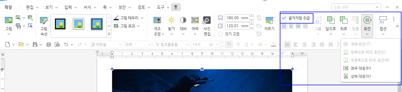 그림 회전 각도 입력 대화 상자