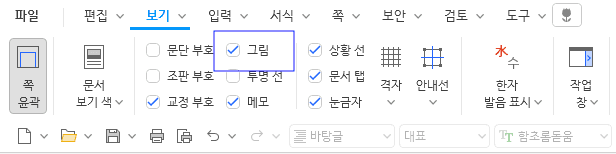 그림 보기 옵션 활성화 후 결과