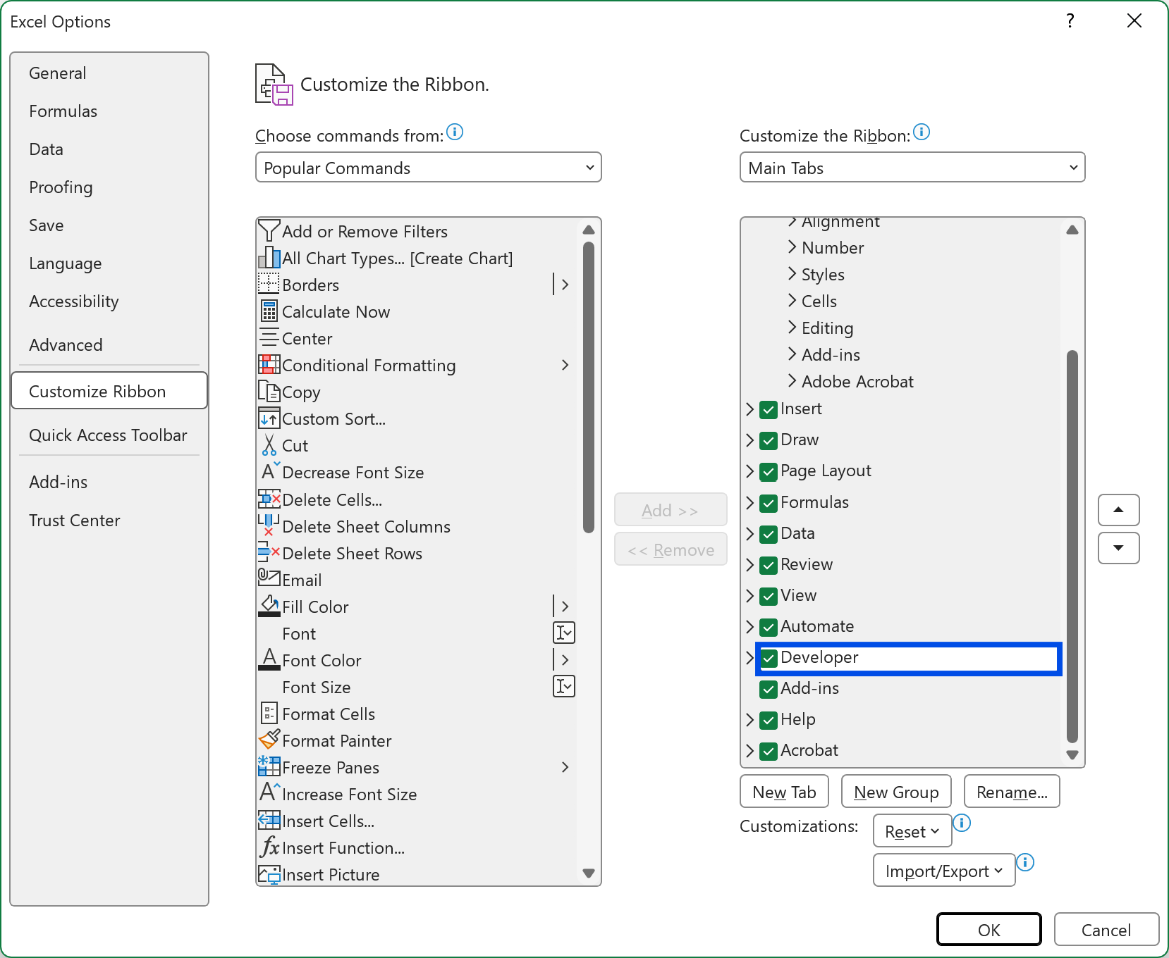 insert-checkbox-excel step illustration