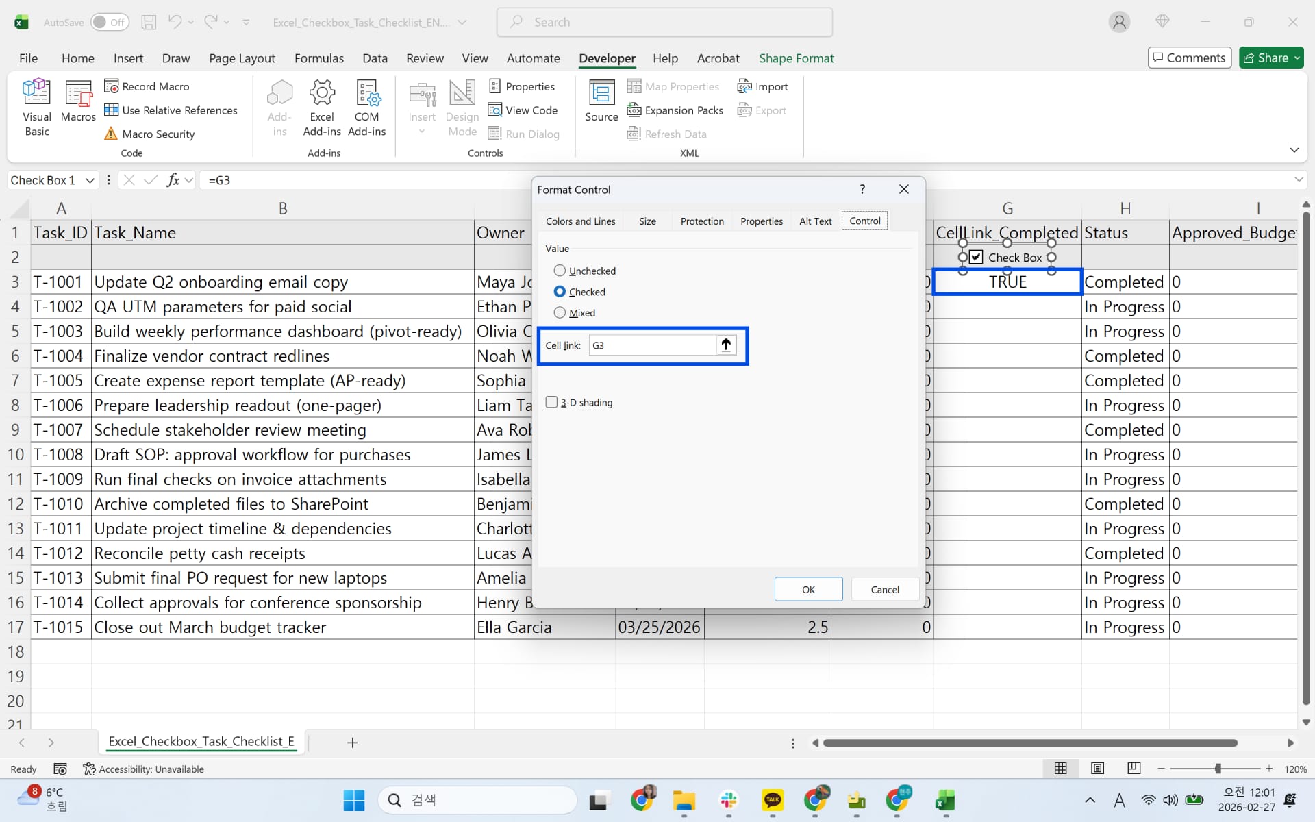 insert-checkbox-excel step illustration