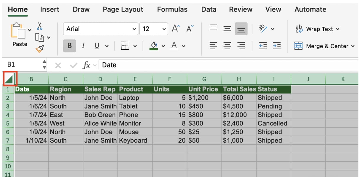 unhide-all-columns-excel step illustration