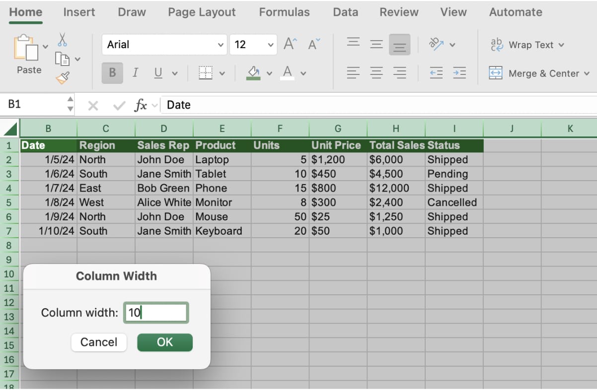 unhide-all-columns-excel step illustration