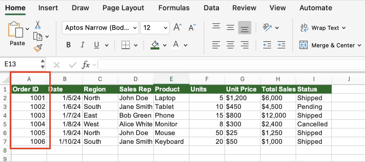 시트 전체 선택으로 열 너비 복구하기